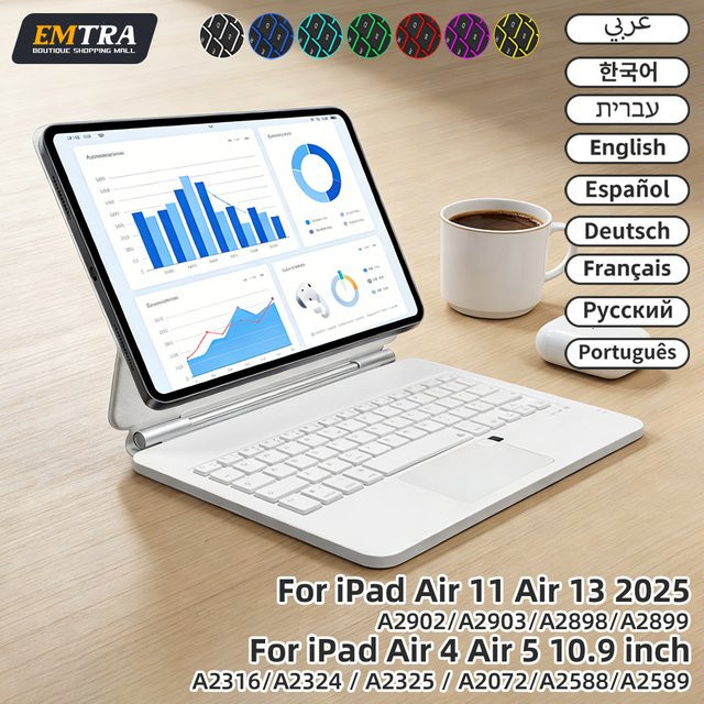 EMTRA Magic Wireless Tastatur mit Touchpad und magnetischer Hülle für iPad 11. und 10. Generation in Schwarz - Bild 1