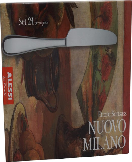Alessi Nuovo Milano Besteck-Set aus Edelstahl in Silber Matt mit Gabel, Löffel, Teelöffel und Tafelmesser - Bild 1