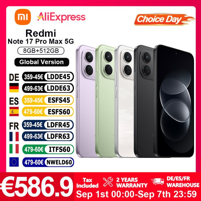 Xiaomi Redmi Note 17 Pro Max 5G Smartphone Globale Version in Schwarz mit 6,83 Zoll Display, Snapdragon 6. Generation, 9210mAh Akku und 100W HyperCharge, IP66 und IP68 zertifiziert - Bild 1