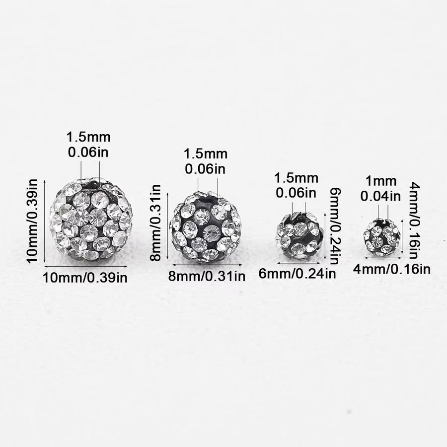 JHNBY Perlen, Ton-Shambhala, 4-8mm, Schwarz, Weiße Diamanten - Bild 2