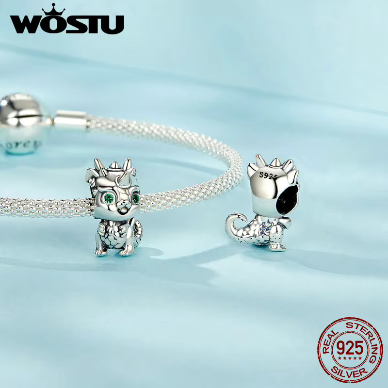 WOSTU Drachen-Charm, 925 Silber, Perle, Unisex - Bild 2