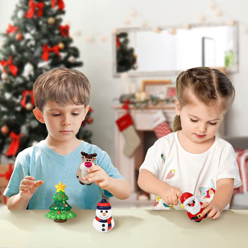 soulbao Weihnachts-PU-Squishy-Spielzeug, Weihnachtsmann, Rentier, 4-teiliges Set - Bild 2