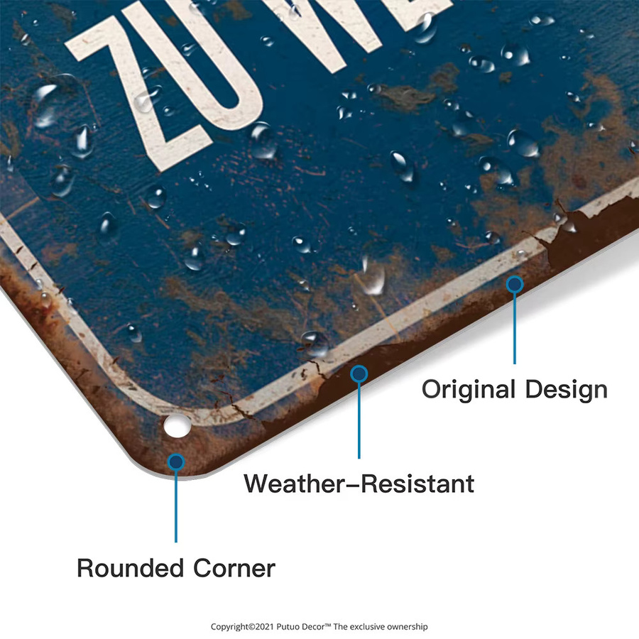 Putuo Decor Vintage Metallblechschild mit sarkastischem Zitat als Wanddekoration in Blau, Rechteckig, Breite: 30 cm, Höhe: 20 cm - Bild 3