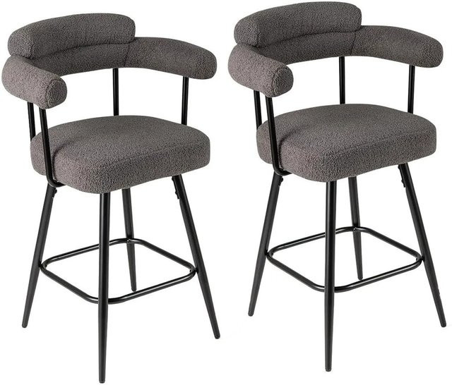 Costway Barhocker 2er Set 360 Grad drehbar in Grau mit Holz und Metall für die Küche - Bild 1