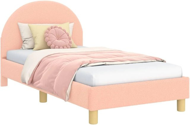 vidaXL Kinderbettgestell mit Kopfteil in Rosa mit Schafstoff und Seitenfächern, B/T/H: 168 x 80 x 84 cm - Bild 1