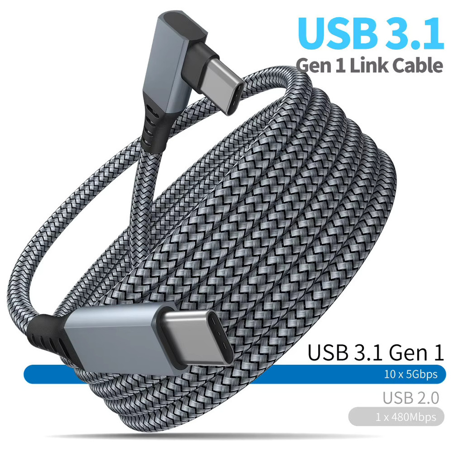 AyeBeau USB A auf USB C Link Kabel für Meta Quest 2 und Oculus Quest 2 VR Headset Zubehör, Grau, 5 m - Bild 2