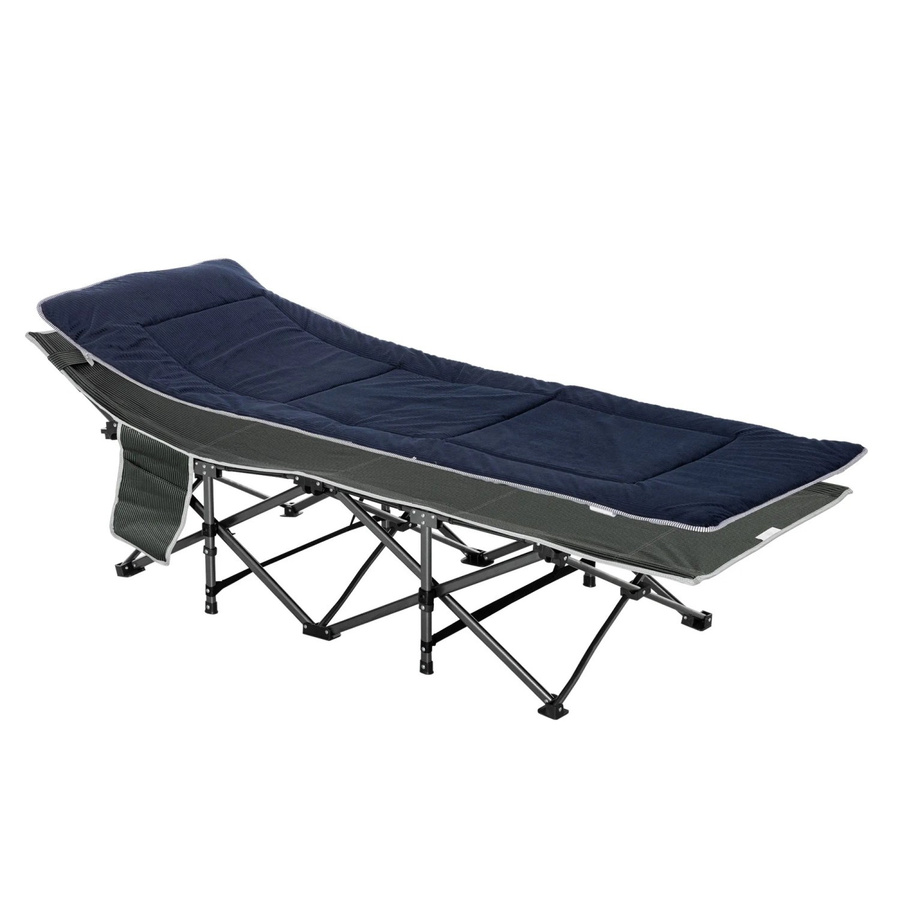 Outsunny Campingbett für Erwachsene aus Stahl und Oxfordstoff in Blau und Grau, B: 64,5 cm, L: 188 cm, H: 53 cm - Bild 2