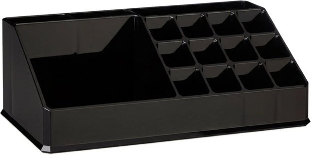 Relaxdays Kosmetikorganizer aus Acryl in Schwarz mit 16 Fächern, B/T/H: 22 x 8 x 12,5 cm - Bild 1