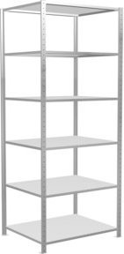 Schulte Grundregal Steckregal MULTIplus150 mit 6 Fachböden und Kreuzstrebe, Farbe: Lichtgrau (RAL 7035), B/T/H: 250 x 100 x 80 cm - Bild 1
