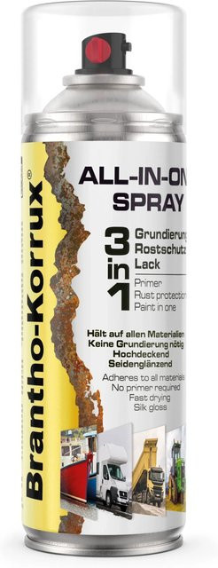 Brantho Korrux 3 in 1 Rostschutzlack All in One Sprühdose RAL9016 Verkehrsweiss Seidenglanz 400ml - Bild 1