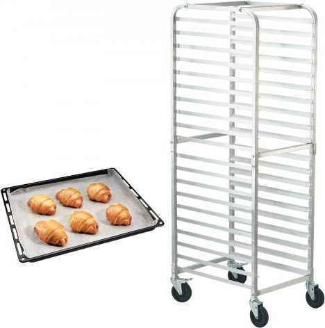 VEVOR Brötchenständer aus Aluminium mit 20 Etagen und Rollen mit Bremse, silber, B/T/H: 66,0 x 51,7 x 176,7 cm - Bild 1