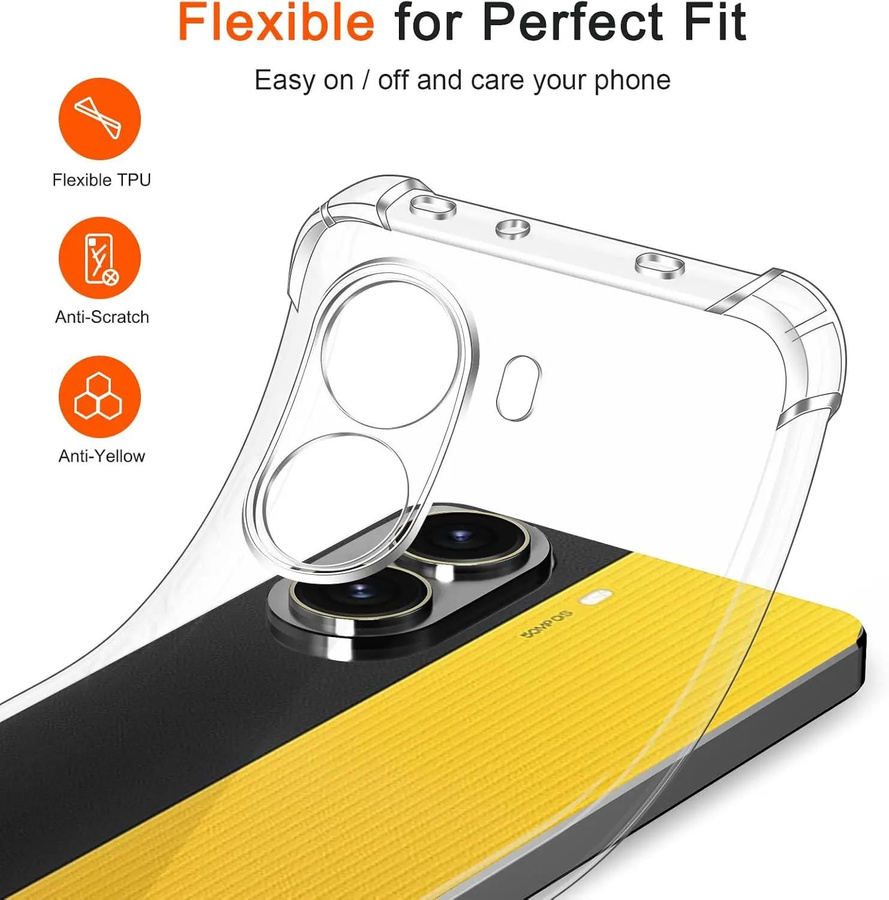 Transparente TPU Schutzhülle für Xiaomi Poco F7 mit stoßfestem Bumper an den vier Ecken - Bild 3