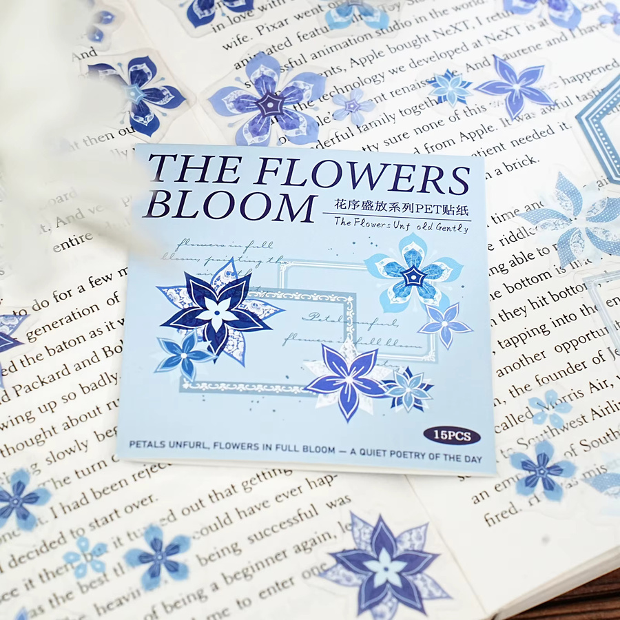 Etori Life Gentle Blues Blumenaufkleber, 15-teiliges Set, blue - Bild 4
