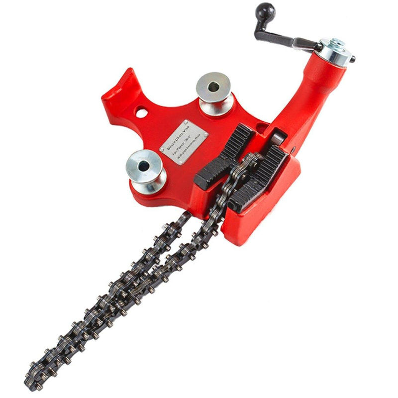 Ideal Standard Kettenspannstock aus Gusseisen in Rot und Schwarz mit Kurbelgriff und neoprenbeschichteten Backen für Rohrdurchmesser von 1/8 bis 5 Zoll - Bild 2