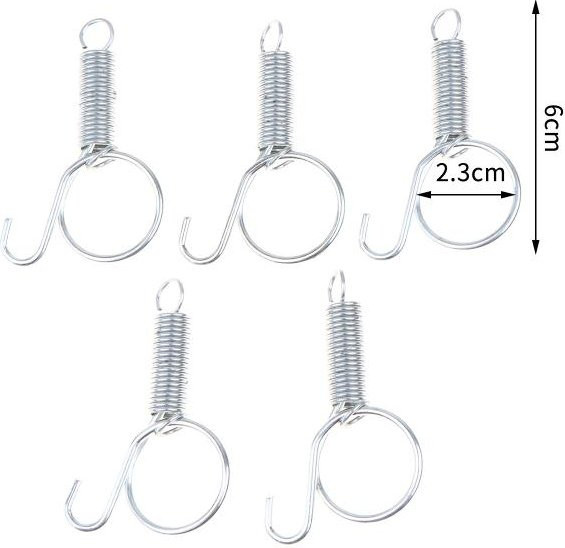 5 Stück Federhaken für Käfigtüren von Mommy Baby aus Metall in Weiß, Spannfeder für Geflügelkäfig und Hamsterkäfig, Größen: 6 cm, 7 cm, 8,5 cm und 11,5 cm - Bild 1