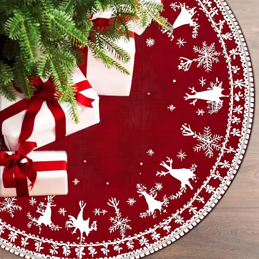 VIKAMA Weihnachtsbaumrock mit floralem Design in Rot aus Textil - Bild 2