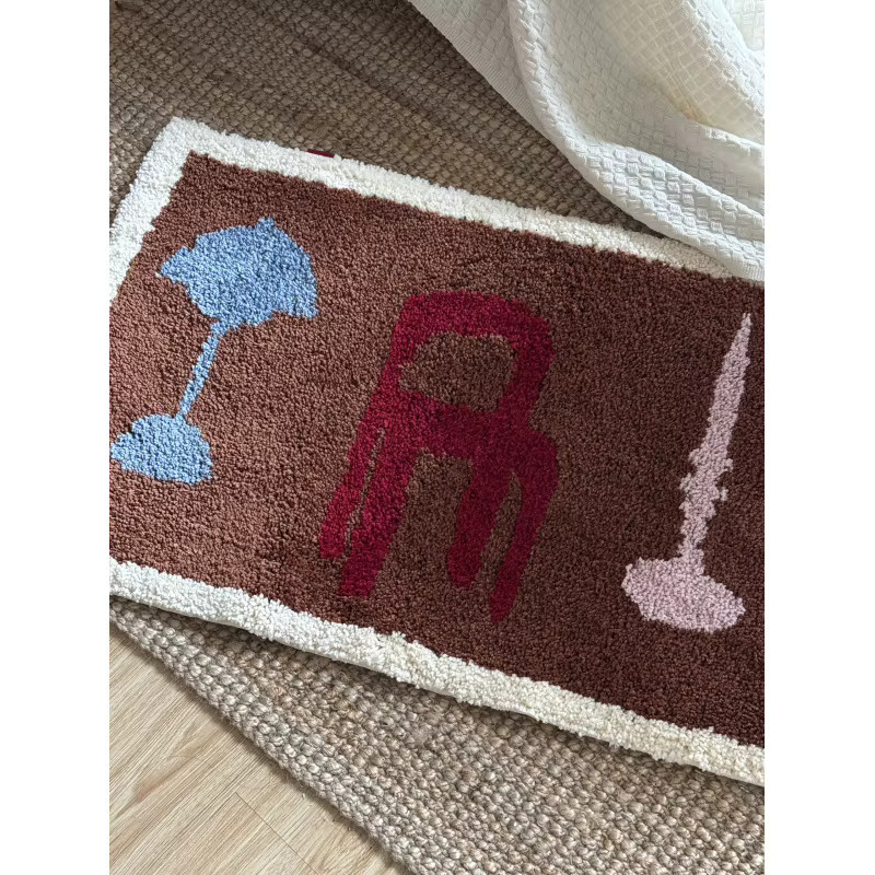 VIKAMA Teppich im amerikanischen Stil mit Alphabet-Grafik und Lollipop-Motiv in Mehrfarbig für Kinderzimmer, Wohnzimmer oder Schlafzimmer - Bild 2