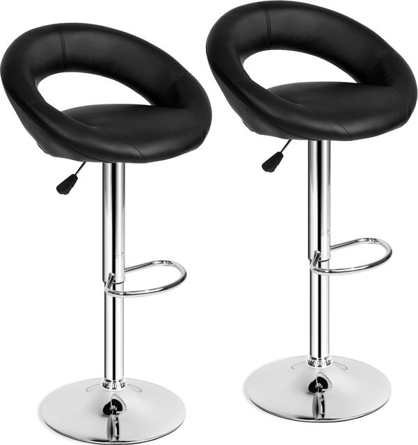 tectake 2er Set Barhocker Christian, gepolstert mit Rückenlehne, Kunstleder, Schwarz, B/T/H: 40 x 34 x 100 cm - Bild 1