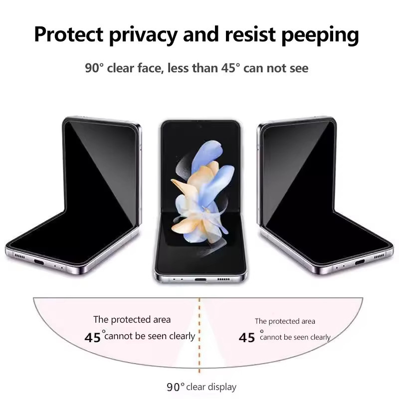 Sichtschutz-Faltfolie für Samsung Galaxy Z Flip 7 SE mit interner Folie und vorderer Hydrogelfolie, transparent, Set mit 1–3 Stück - Bild 5