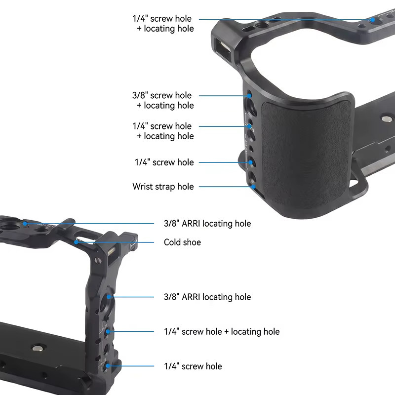 Sony ZV-E10 II Kamera-Cage mit Silikongriff in Schwarz mit NATO-Schienen und Multi-Interface-Erweiterung für Vlogging und Filmmaking - Bild 5