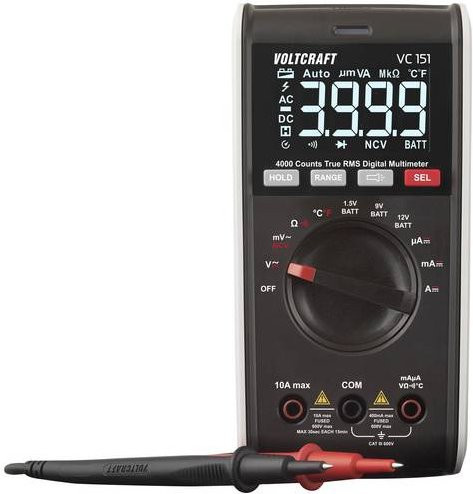Voltcraft VC151 Digital-Handmultimeter CAT III 600V in Schwarz mit 4000 Counts und ISO-Kalibrierung - Bild 1