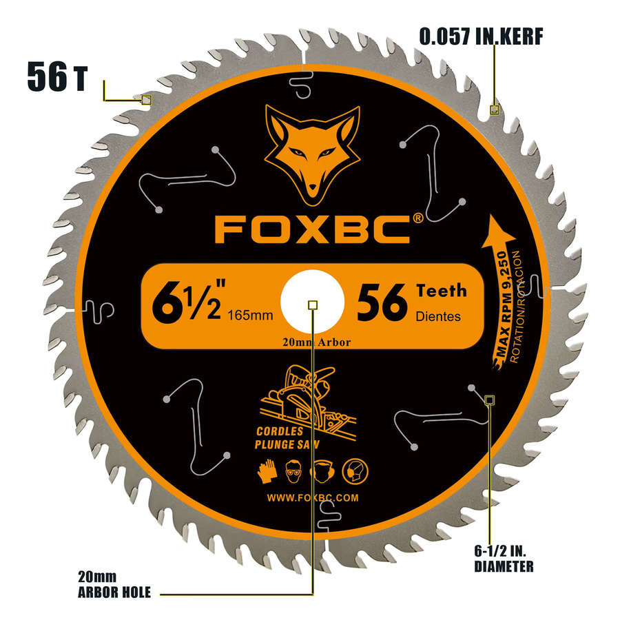 FOXBC Hartmetall-Sägeblatt 165 mm mit 20 mm Bohrung als Ersatz für Makita B-07353 und B-5734 - Bild 3