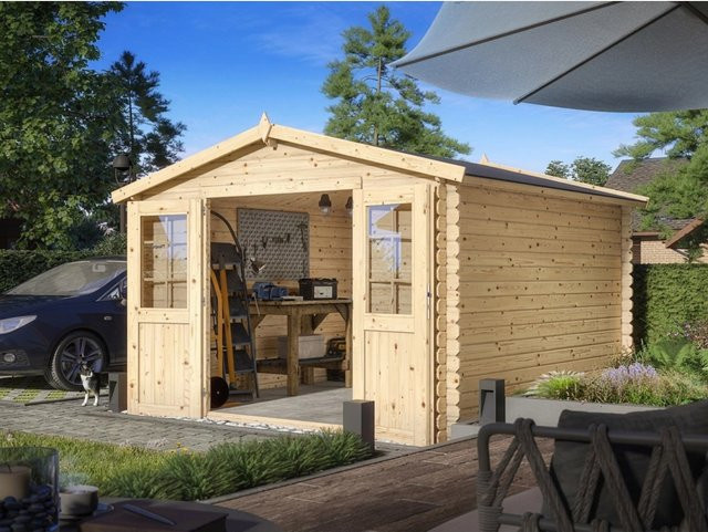 Woodtex Gartenhaus Blockbohlenhaus Houston CA2875, braun, 28 mm Bohlenstärke, B: 277,2 cm, T: 225,5 cm, H: 277,2 cm - Bild 1
