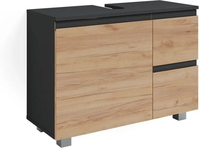 Vicco Waschtischunterschrank J-Shape in Anthrazit und Eiche, moderner Waschbeckenunterschrank für dein Badezimmer, B/T: 80 x 61 cm - Bild 2