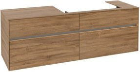 Villeroy & Boch Waschtischunterschrank Collaro in Braun, Wandmontage mit integrierter LED-Beleuchtung und internen Schubladen, B/T/H: 160 x 54,8 x 50 cm - Bild 1