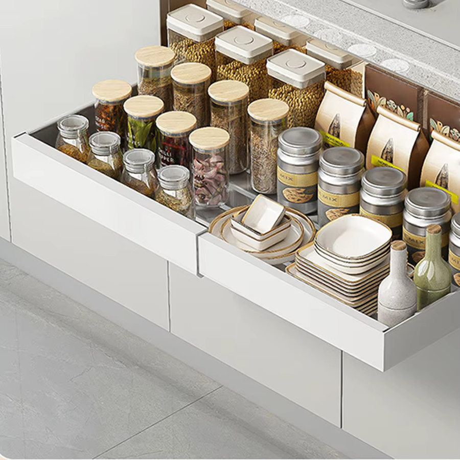 HiMISS Erweiterbarer Schrank-Organizer mit ausziehbaren Schubladen für Küche, Speisekammer und Badezimmer in Schwarz oder Weiß - Bild 2