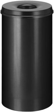 Abfallsammler für den Innenbereich mit selbstlöschendem Deckel, 30 l, pulverbeschichteter Stahl, Schwarz, Durchmesser: 33,5 cm, Höhe: 47 cm - Bild 1