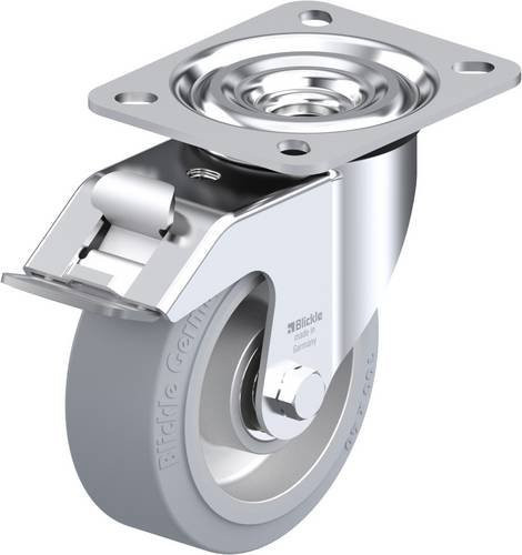Blickle L-ALEV 100K-FI-SG Lenkrolle mit Feststeller in Silber, Rad-Durchmesser: 100 mm, Tragfähigkeit: 200 kg - Bild 1