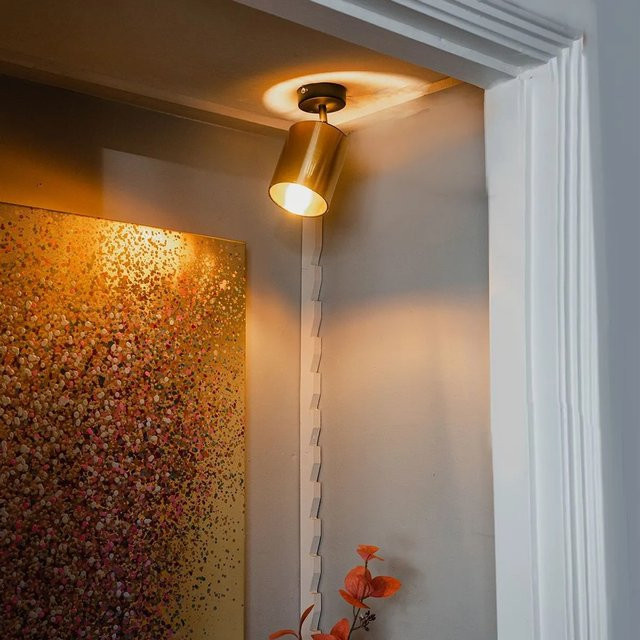 QAZQA Moderner Deckenspot Lofty in Schwarz und Gold, verstellbar und dimmbar, E14 Fassung - Bild 1