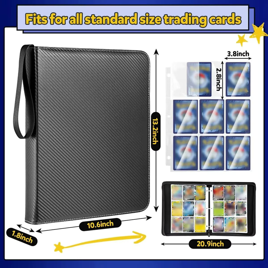 Bandai Kartenordner mit Reißverschluss und 900 Fächern, doppelseitige Taschen als tragbare Kartenhülle für TCG und CCG Kartenaufbewahrung - Bild 3