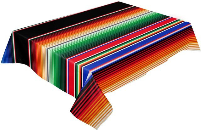 Wasserdichte mexikanische Tischdecke JINGYUE Pet mit buntem Streifenmuster, B/L: 140 x 280 cm - Bild 1