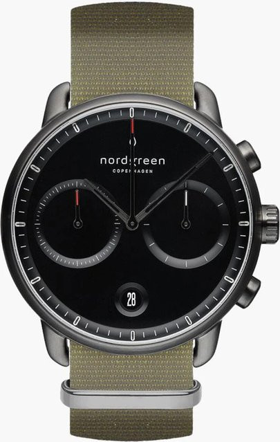 Nordgreen Herrenuhr Pioneer Chronograph, Quarz, Edelstahl, 42 mm, Schwarz - Bild 1