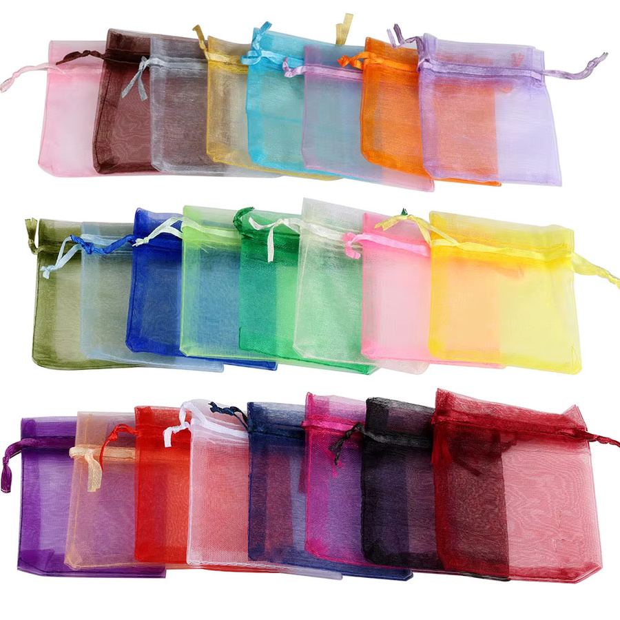 Bunte Organza-Geschenktüten mit Kordelzug für Partys, Hochzeiten und Schmuckverpackungen, Mehrfarbig - Bild 2