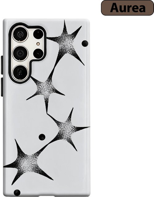 Stoßfeste Doppelschicht Handyhülle mit Schwarz-Weißem Grunge-Stern-Design für Samsung Galaxy S25 Ultra, S24 und S23 Ultra Plus - Bild 1