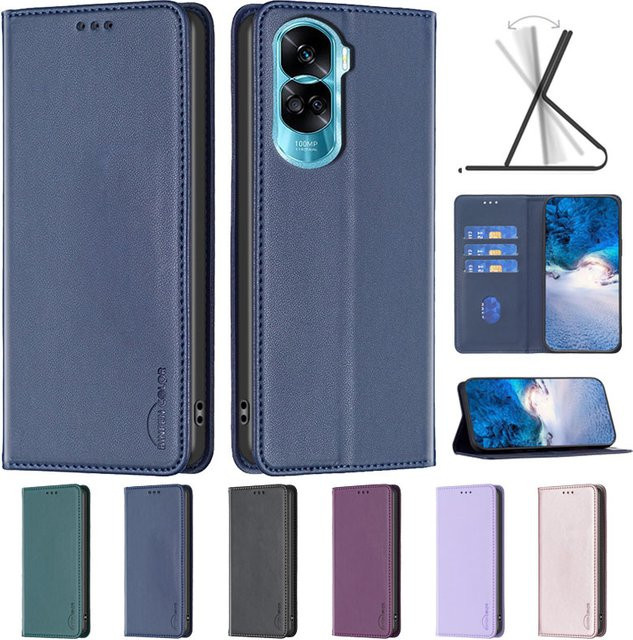 Luxus Magnet Flip Hülle aus Leder für Huawei Honor 90 Lite und Honor 90 Pro mit Kartenfach - Bild 1