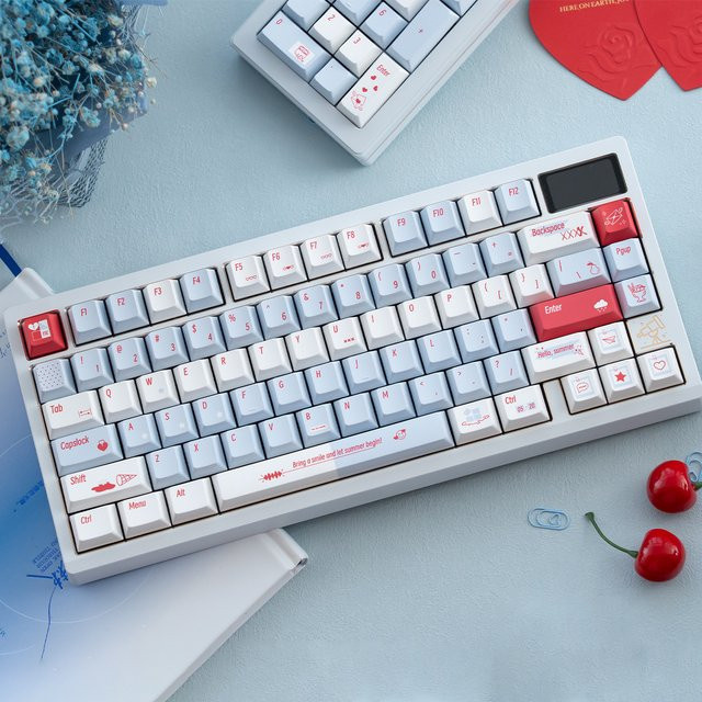 Venit Keys Tastenkappen Sommer-Design mit Farbsublimation, Cherry/MOA-Profil, PBT-Material, Blau, für mechanische MX-Tastaturen - Bild 1