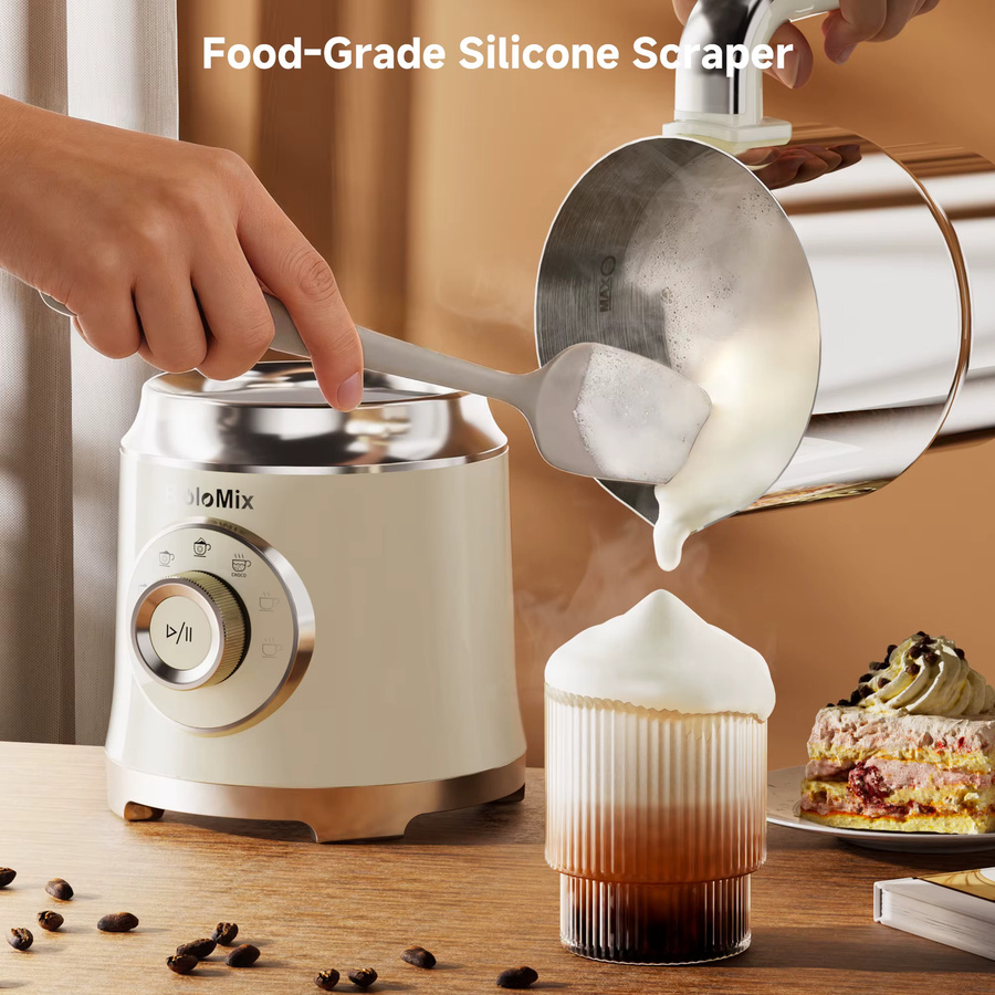 BioloMix 7-in-1 Elektrischer Milchaufschäumer in Weiß mit Dampfgarer und Edelstahl-Komponenten für Heiß- und Kaltmilchschaum, Kaffee, Latte und Heiße Schokolade - Bild 3