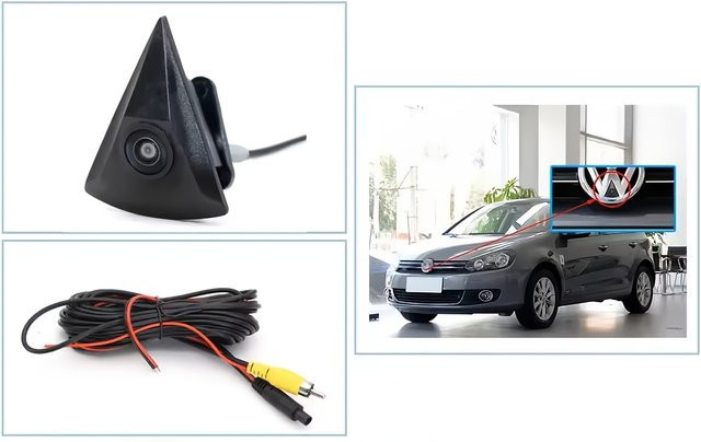 Bileeko Frontkamera für VW als OEM Weitwinkel-Parküberwachungssystem in Schwarz für Transporter T4 T5, Passat B6, CC, B5 und Golf - Bild 1