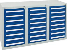 Stumpf Schubladenschrank Serie T-100/35-3 aus Metall in Enzianblau mit 24 Schubladen und Schloss - Bild 1