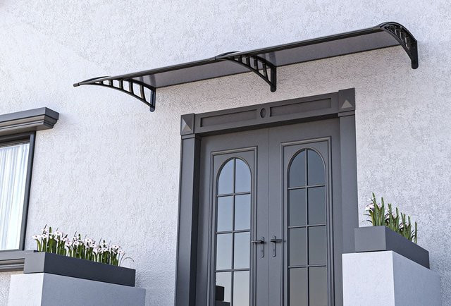 BROSPLAST Hauseingang Vordach mit Aluminiumrahmen in Transparent, Breite: 240 cm, Tiefe: 70 cm - Bild 1