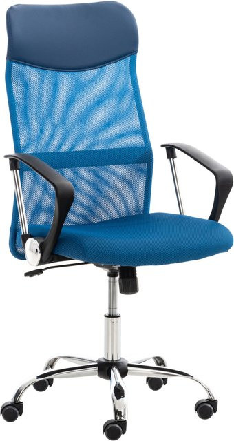 TPFLiving Bürostuhl Waterloo in Blau aus Kunstleder mit Armlehnen und Rollen für dein Home-Office - Bild 1
