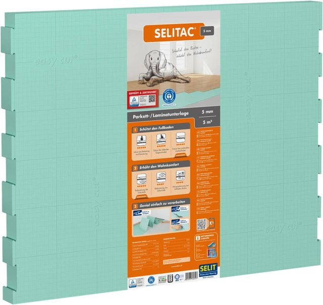Selit Trittschalldämmung für Parkett und Laminat, 5 mm Dicke, 5 m² Fläche, Farbe: Grün - Bild 1