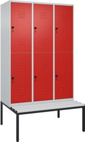 C+P Doppelstock-Spind Classic PLUS Sitzbank mit 3 Abteilen und unterbautem Spind, B/T/H: 212,0 x 120,0 x 81,5 cm - Bild 1