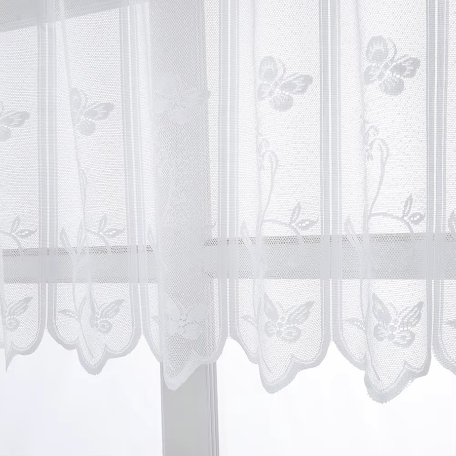 DOORSACCERY Tüllvorhang mit floralem Design in Weiß, transparent, moderner Polyester-Fenstervorhang mit Rod Pocket - Bild 4