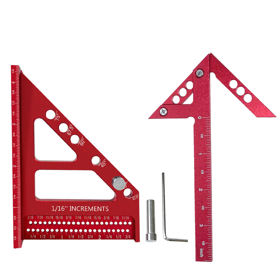 GDART Kombination aus Aluminium Zoll Center Scribe Carpenter Lineal und 45/90 Grad Aluminium Winkelmesser für die Holzbearbeitung - Bild 3