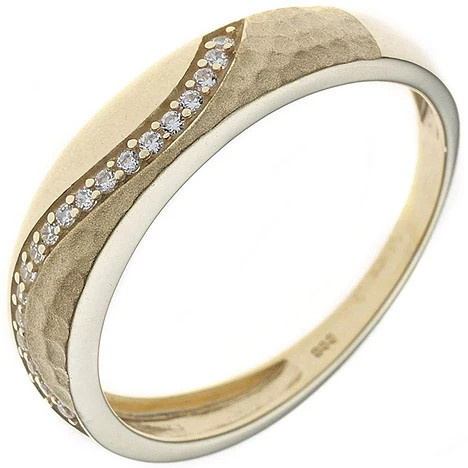 Colfem Ring 333 Gelbgold, mattiert, Zirkonia, Damen, Ringgröße 50 - Bild 1